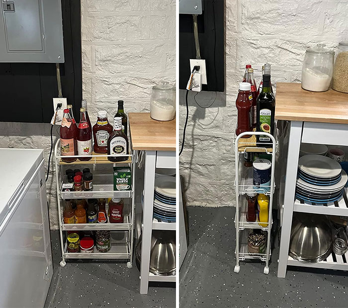 A 4-Tier Slim Rolling Cart, Perfectly Sized For Those Bits You Never Know Where To Place- Just Roll It Into Any Room And Voila! You've Suddenly Got Storage That Moves With You!