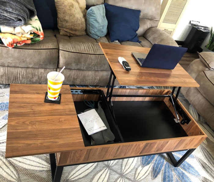 A Lift Top Coffee Table That's More Than Just 'Boring' Furniture - It's A Hidden Storage Godsend, Makeshift Desk, And A Magician For Saving Space In Your Tiny Apartment