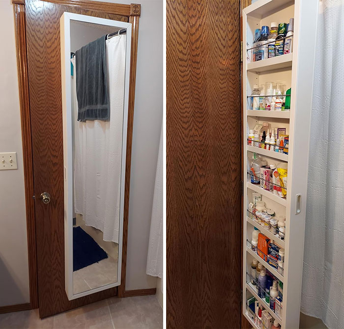 A Magical Mirrored Medicine Cabinet That'll Transform Wasted Door Space Into A Storage Heaven, With More Room Than You Can Fill!
