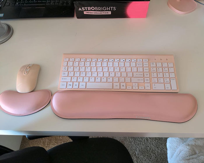 Silky And Superfine Fabric Keyboard Wrist Rest Set: That's not only soft to the touch, but designed to keep your wrists at a comfy, healthy angle as you blaze through your never-ending workload - it's like giving your typing hands the plush, relaxing vacation they truly deserve.