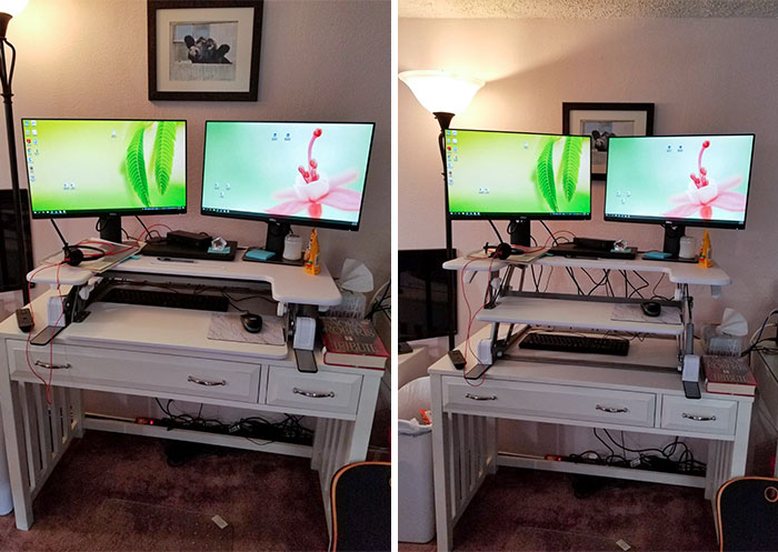 Height Adjustable Stand Up Desk Converter: That not only saves your back but also gives your workspace a sleek look, and with minimal assembly, you'll be standing your way to productivity in no time!