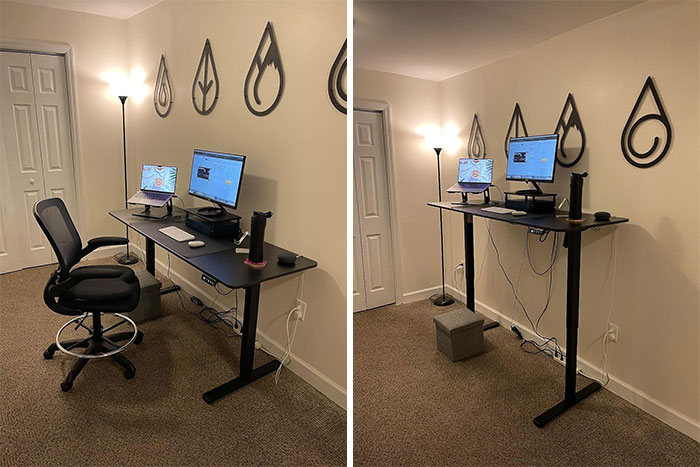 Electric Height Adjustable Standing Desk: That will switch up your work routine, alleviate body fatigue, and add a sleek touch to your work-from-home essentials — now you can work in style while keeping your posture in check!