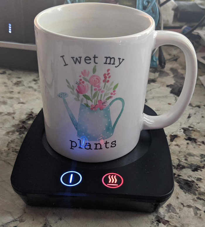 Coffee Mug Warmer: This gadget gradually heats your caffeine fix to your fave temperature and auto shuts off after 4 hours. It's the perfect desk buddy to keep you and your beloved hot drink going strong through those looooong work from home hours.