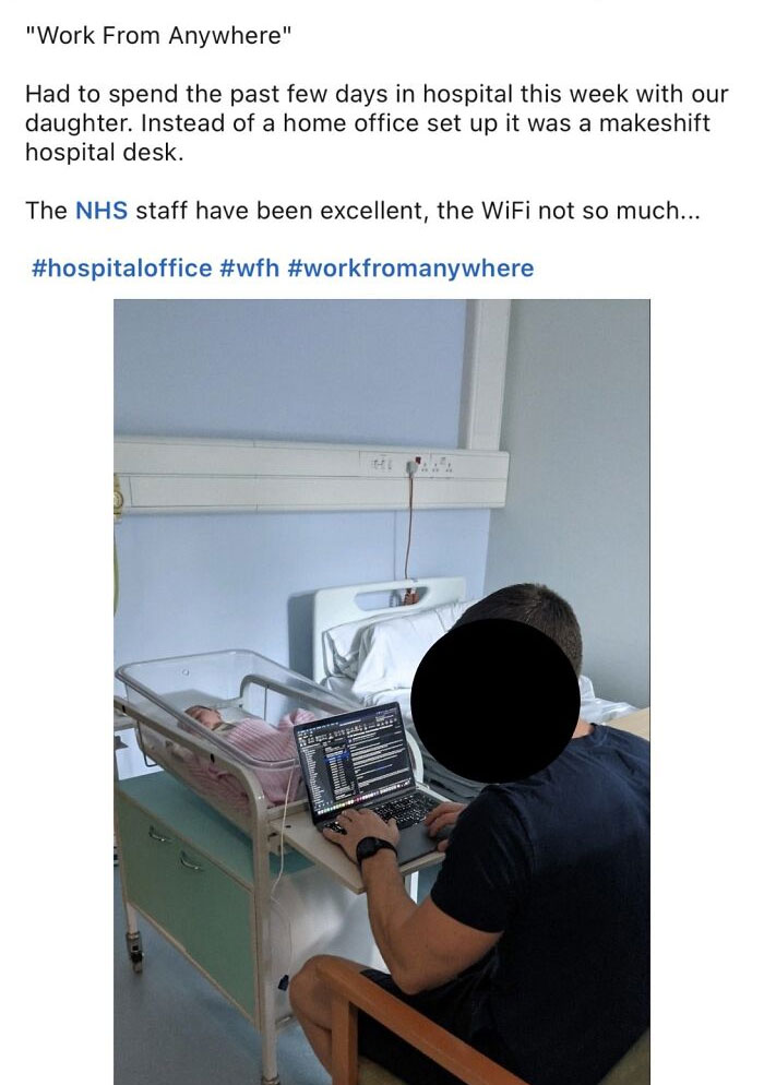 Young Daughter In Hospital, Lunatic Continuing To Work from The Hospital and Obviously Posting It On LinkedIn