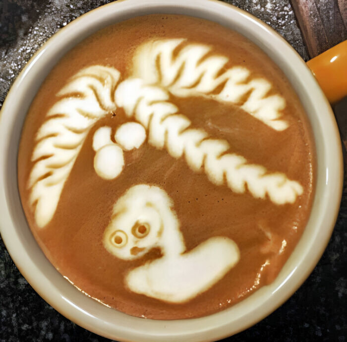 Latte Art Fail. This Is My Favorite One From The Past. When You Wanted To Draw A Boat, But You End Up With ET