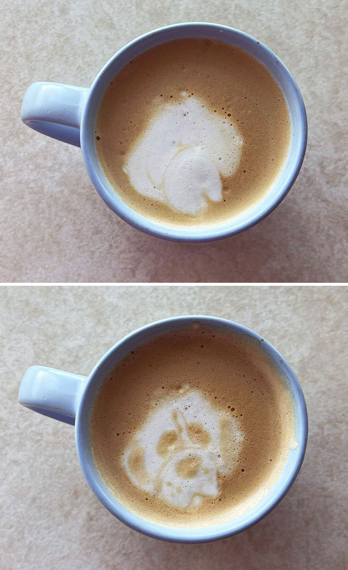Tried To Layer Two "Latte Hearts", But Got A Doggo Instead