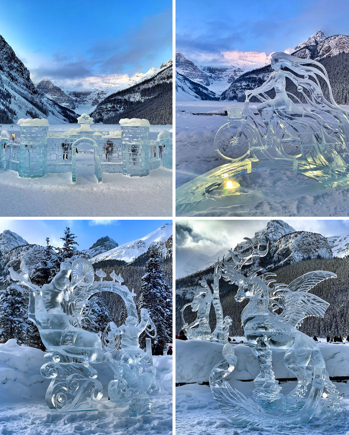 Impressive Ice Sculptures At The Ice Magic Festival In Lake Louise, Alberta, Canada
