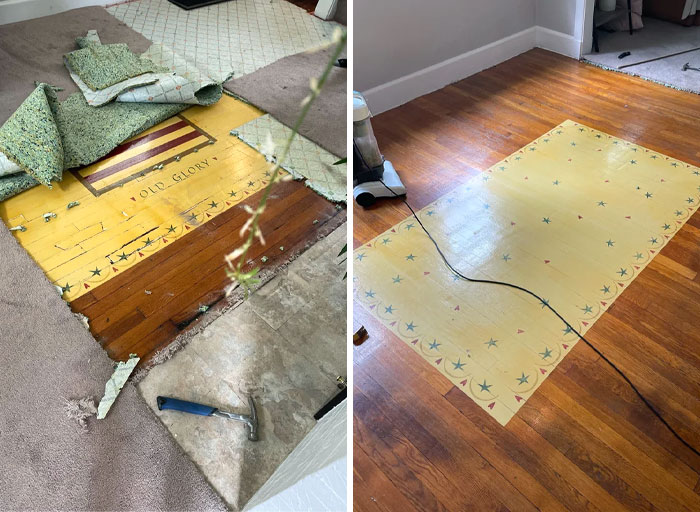 We Live In A 1912 Colonial. We Had Carpet Covering Original Hardwoods And Finally Decided To See What We Were Working With