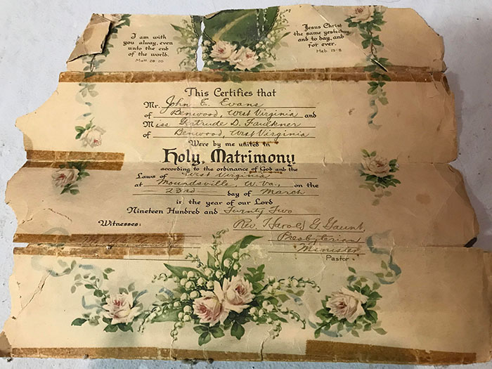 While Replacing A Wall In My Basement, I Found A 100-Year-Old Marriage Certificate