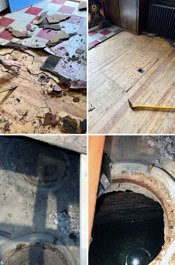 We Discovered A Hidden Cistern Door In The Laundry Room Floors Of Our Home, Built In 1912