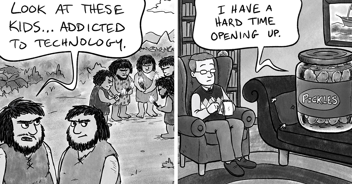 70 Funny Jokes Turned Into OnePanel Comics By This Creative Duo