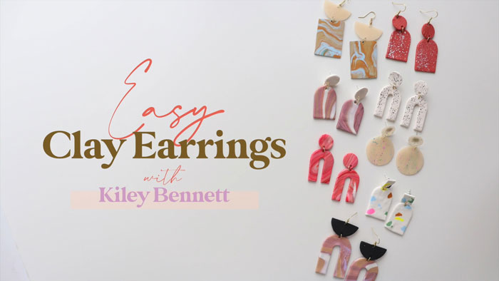 Learn to make stylish clay earrings in the beginners' course 'Easy Clay Earrings: Learn 3 Styles using Oven-Bake Clay' led by Kiley Bennet. No experience needed for this engaging DIY craft!