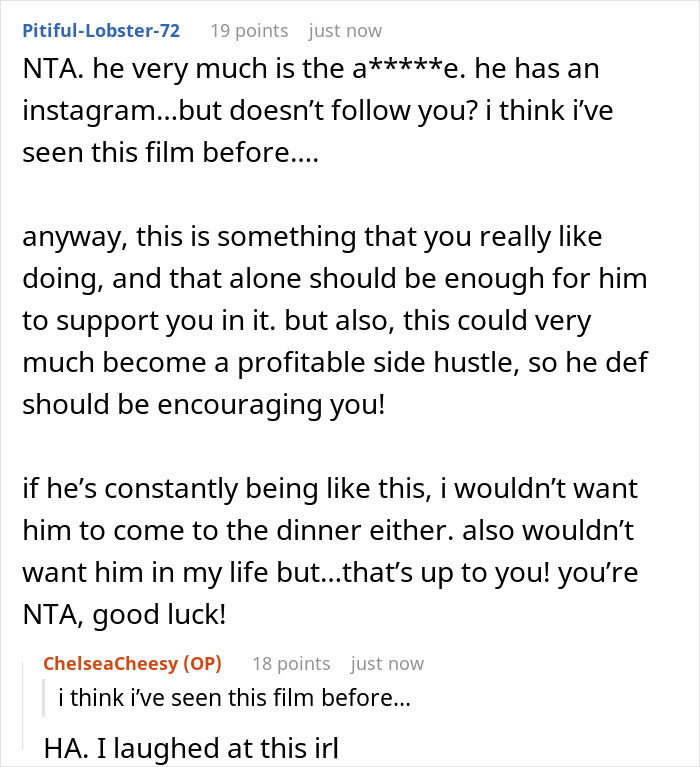 Man Requests A Free Meal, Which His GF Accepted Due To Her Hobby He Continually Made Fun Of Man Requests A Free Meal, Which His GF Accepted Due To Her Hobby He Continually Made Fun Of