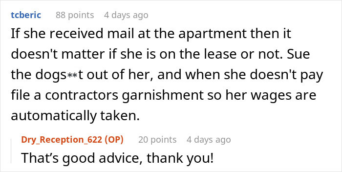 Trashy Roommate Refuses To Pay For Damages, Woman Finds Another Way To Take Her Money