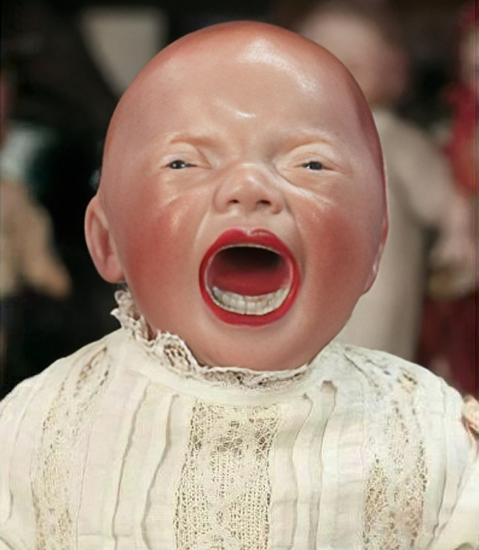 Screaming Baby Dolls Made From Bisque Porcelain By German Dollmaker Kestner Around 1920. ⁣⁣ ⁣⁣ This Doll Gives Me Such A Visceral Stress Response. Honestly, I Don't Understand Who Would Ever Want Such A Thing Unless It Shoots Birth Control Pills Out Of Its Mouth At You Like A Pez Dispenser