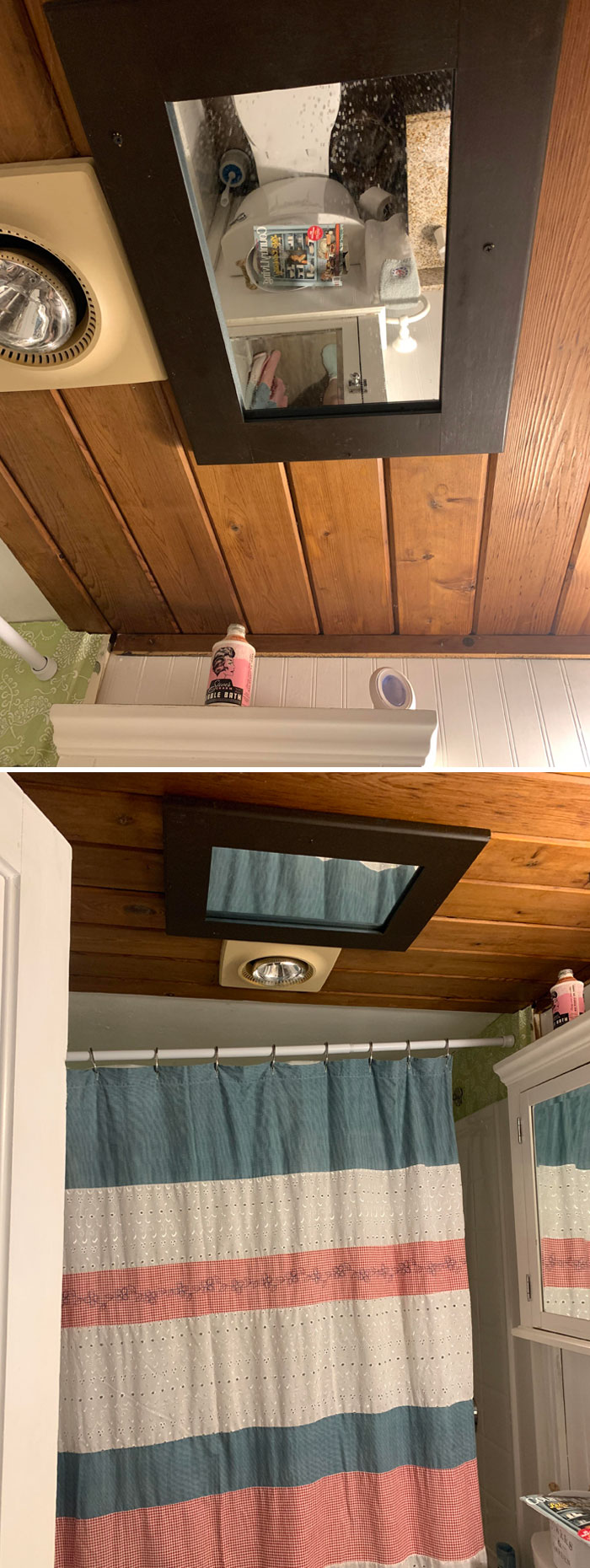 There’s A Mirror Screwed Into The Ceiling Above The Toilet In My Airbnb