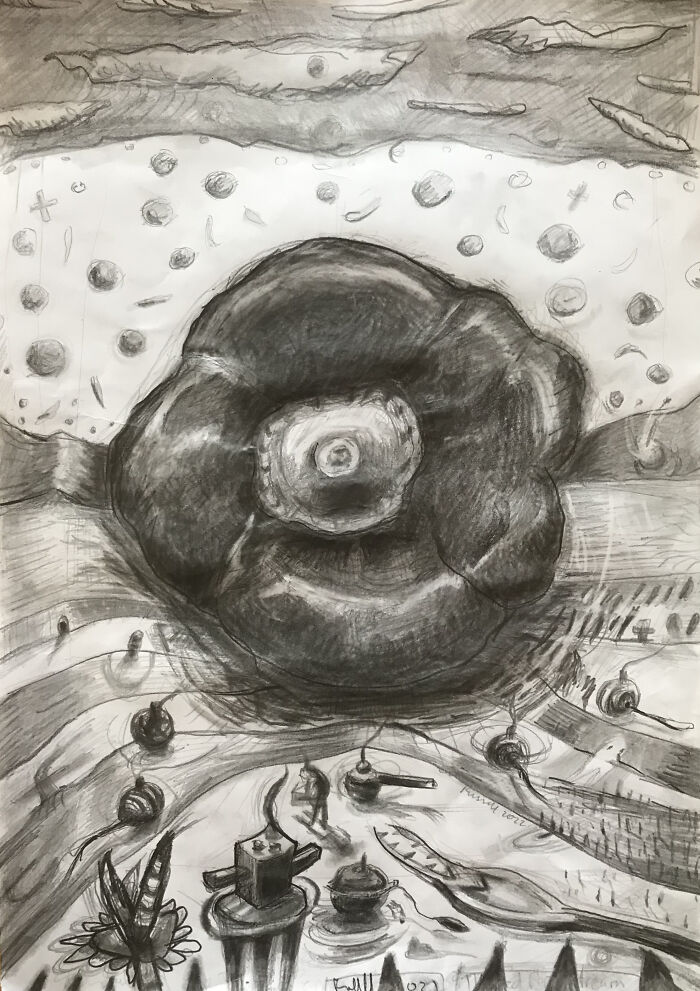 Salad Days Become Soup Of The Day 2022. Graphite Sketch For Artwork