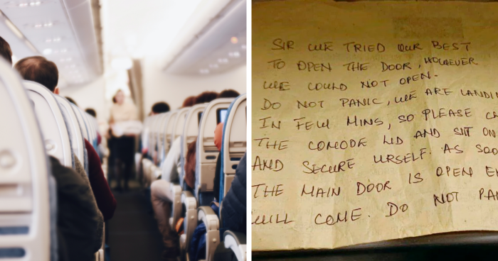 “We Tried Our Best”: Passenger Trapped In Airplane’s Toilet Receives Defeated Note From Cabin Crew