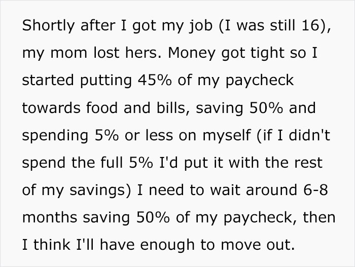 Teen Refuses To Give Up 95% Of His Paycheck As Rent, Parents Are Furious Teen Refuses To Give Up 95% Of His Paycheck As Rent, Parents Are Furious