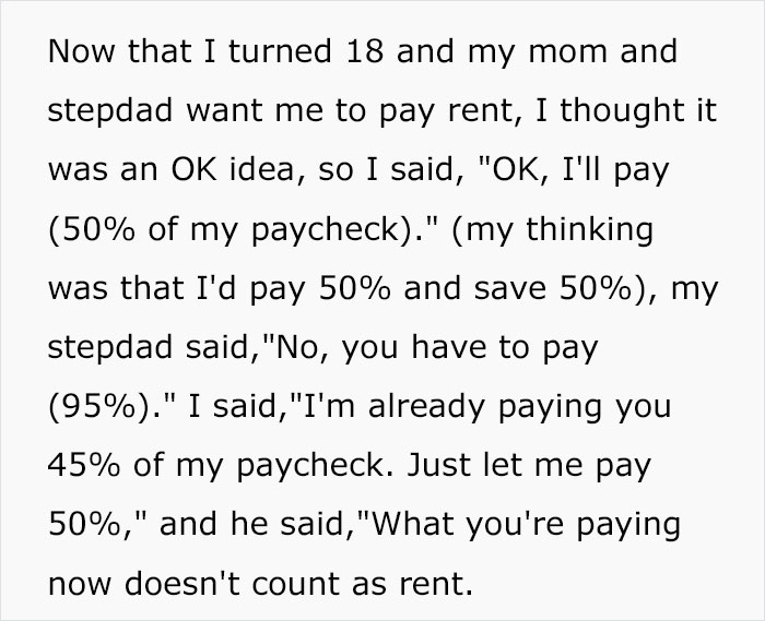 Teen Refuses To Give Up 95% Of His Paycheck As Rent, Parents Are Furious Teen Refuses To Give Up 95% Of His Paycheck As Rent, Parents Are Furious