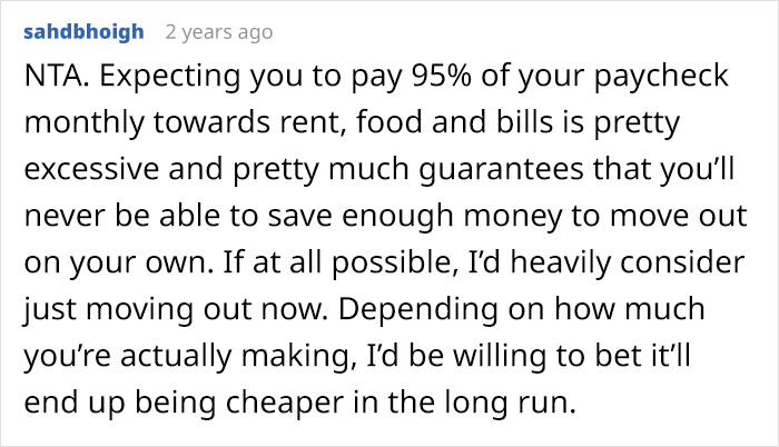 Teen Refuses To Give Up 95% Of His Paycheck As Rent, Parents Are Furious Teen Refuses To Give Up 95% Of His Paycheck As Rent, Parents Are Furious