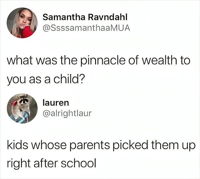 People Share Things They Thought Were Indicators Of Wealth When They Were Kids (30 Tweets)