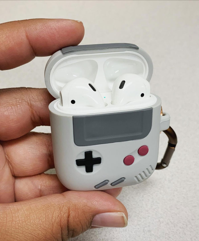 Perfect For Your Gamer Guy - A Classic Game Player Design AirPods Case With Keychain That Levels Up His Style Game And Offers Siliconic Protection To His Buds!