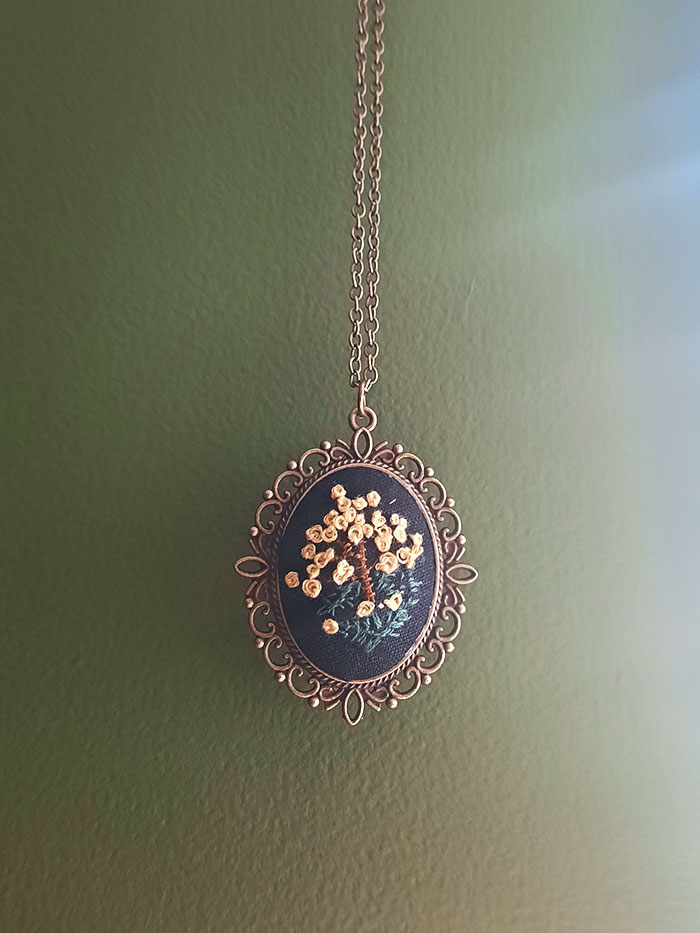 My Non-Embroidering Boyfriend Got A Kit And Made Me This Cross Stitch Pendant And It Really Blew Me Away. Happy Valentine's Day
