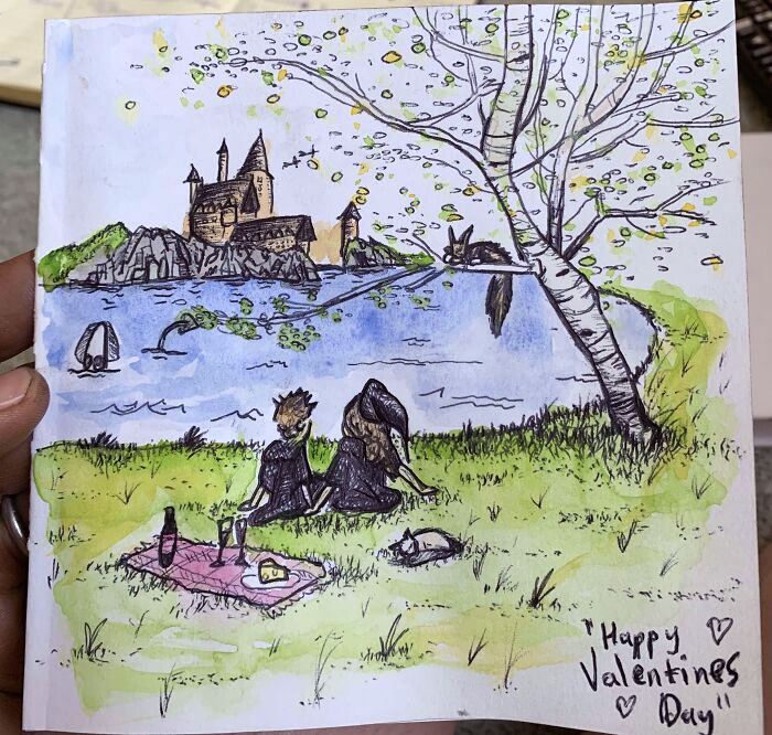 Drew This For My Wife For Valentine's Day, Us At Hogwarts