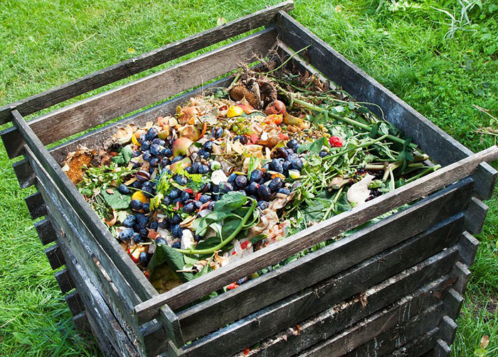 Compost box filled with materials 