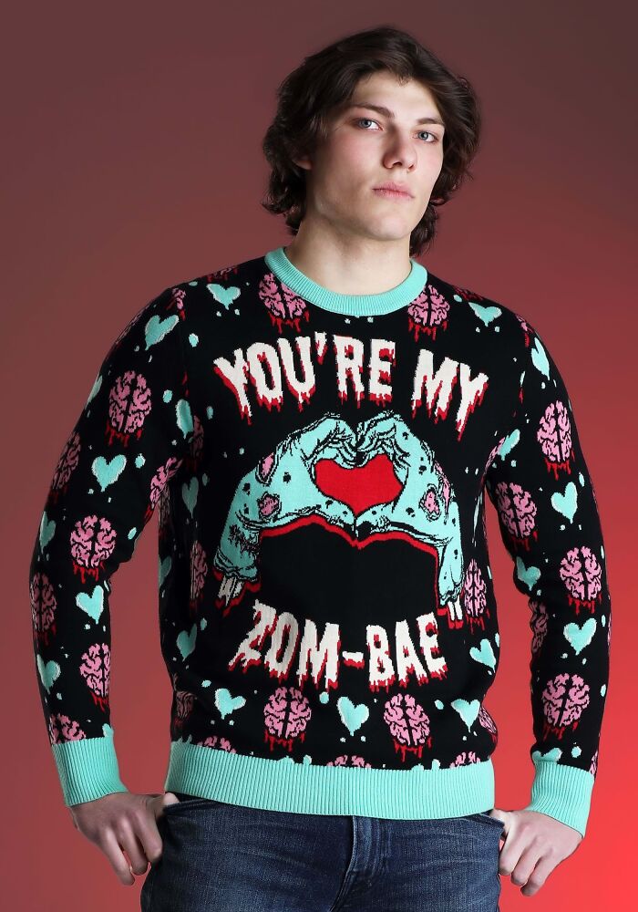 Show Them Your Heart (And Maybe Guts) With A Side Of Humor In This Zom-Bae Sweater – Because Nothing Says 'To Death Do Us Part' Quite Like Zombies