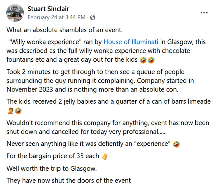 Terrible Willy Wonka ‘Immersive Chocolate Experience’ Makes People Chuckle After Pics Go Viral Terrible Willy Wonka ‘Immersive Chocolate Experience’ Makes People Chuckle After Pics Go Viral