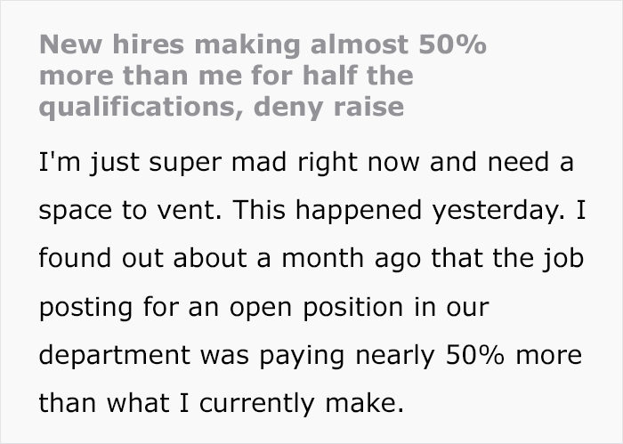 Employee Confronts Management About 50% Higher Pay For New Hires, Gets Shut Down