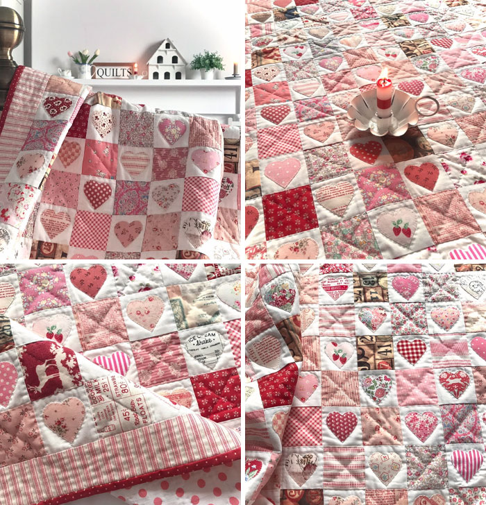 Pretty In Pink Today With My Vintage Hearts Quilt