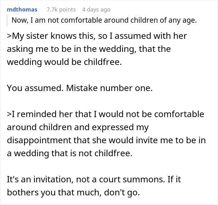 “AITA For Refusing To Go To My Sister's Wedding, Knowing It Means Our Family Won't Attend?”