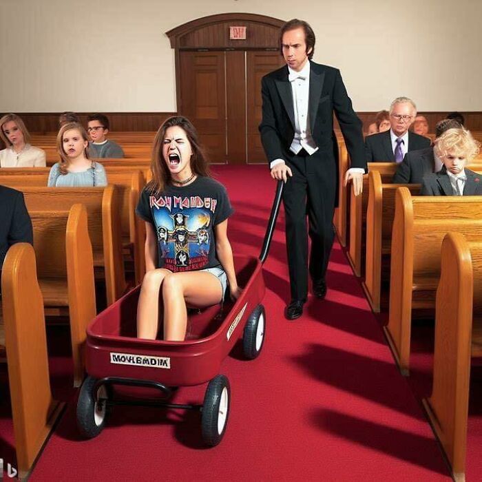 Metal Fan Being Dragged To Church By Her Parent