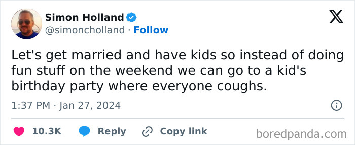 Parenting meme about weekend plans changing after having kids and attending birthday parties.