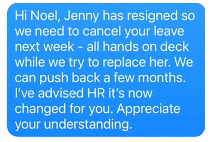 Worker Quits Job After “Unacceptable” Text From Boss Abruptly Canceling His Annual Leave Worker Quits Job After “Unacceptable” Text From Boss Abruptly Canceling His Annual Leave