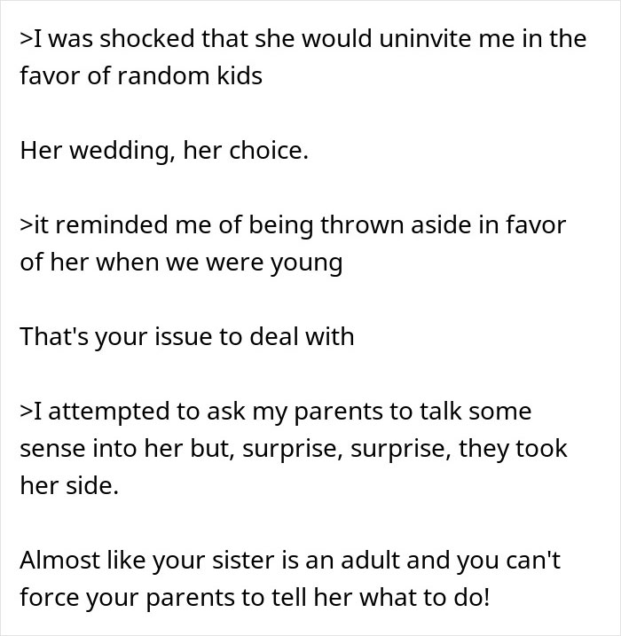 Woman Seeks Support After Being “Uninvited” From Sister’s Wedding, Gets Dragged Instead