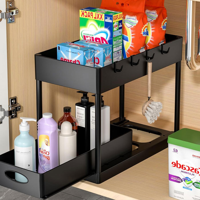 Maximize Your Cabinet Space With The PUILUO Under Sliding Cabinet Basket Organizer: Effortlessly Organize And Access Your Essentials With Ease