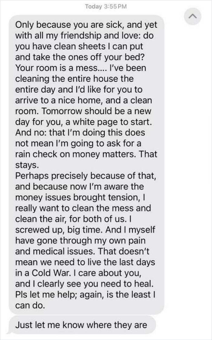 My Sister’s Squatter Texting Her This While She’s In Critical Condition In The Icu. She Hasn’t Paid Rent In 4+ Months (In Manhattan)