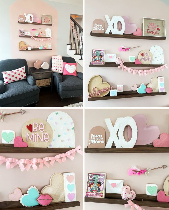 I’m Sharing My Living Room Shelves That I Decorated For Valentine's Day