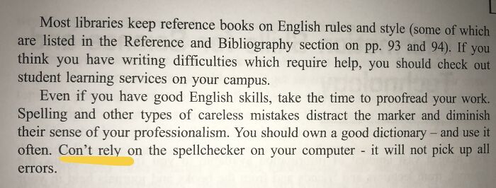 The Spelling Mistake In This Textbook On Writing Specifically Warning Of Spelling Mistakes
