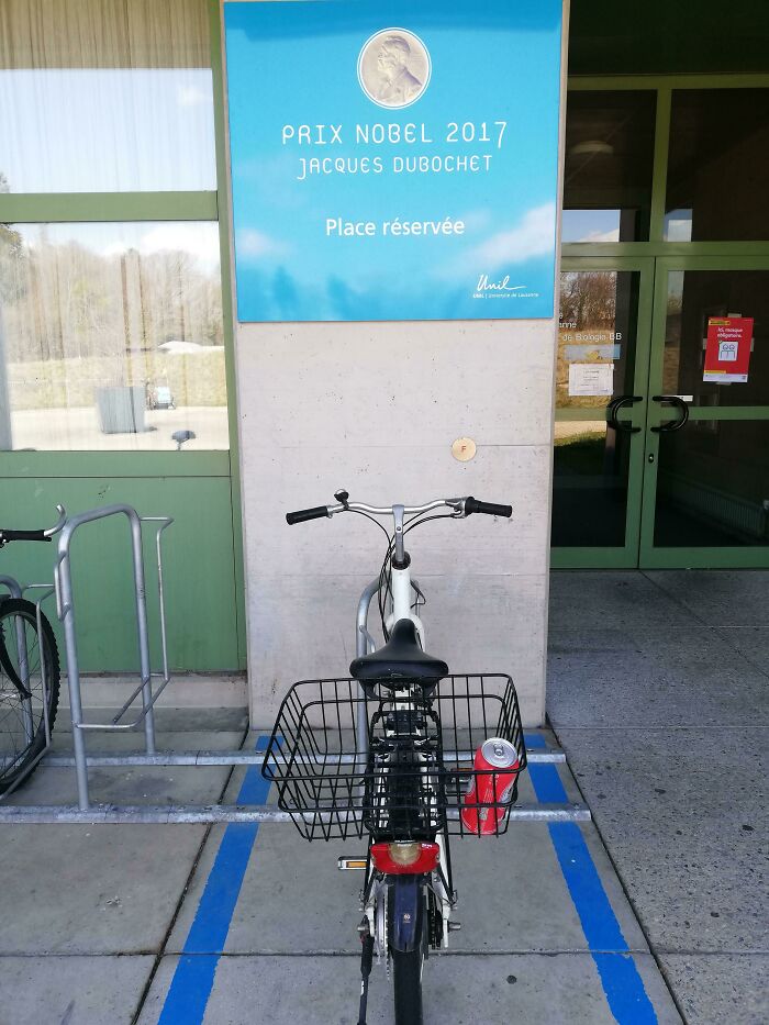 The University Of Lausanne Rewarded Jacques Dubochet With A Bike Spot For Winning A Nobel Prize