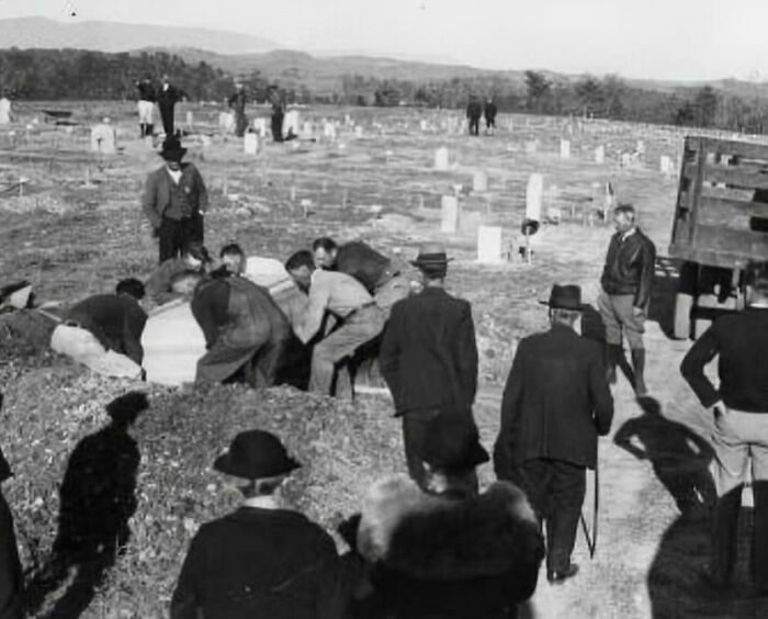 Families Whose Relatives Were Buried In A Cemetery That Was To Be Covered By Norris Lake Had The Option To Have Their Loved One Dug Up And Moved To A New Cemetery. Campbell County, Tennessee, Early 1930s