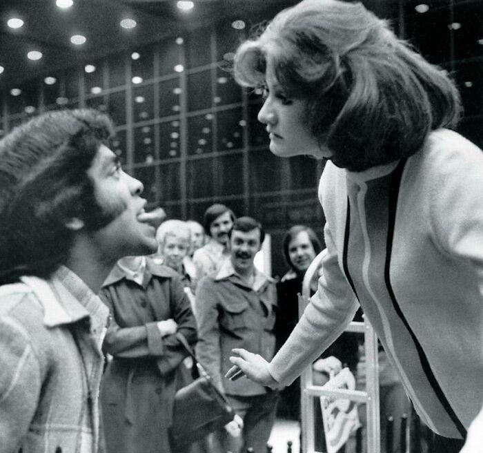 Chrysler Corporation Offers $2,000 To Anyone At The 1976 Chicago Auto Show Who Could Break The Composure Of Living Mannequin Nancy Del Corral
