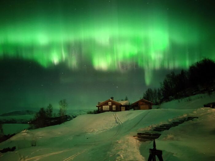The Incredible Aurora At My Cabin In Oppdal Last Saturday