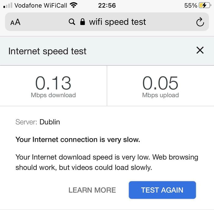 Moved To A New House In Rural Ireland And Spent A Fair Bit Of Money Trying To Set Up A Decent WiFi Speed Only For It To Look Like This Most Of The Time