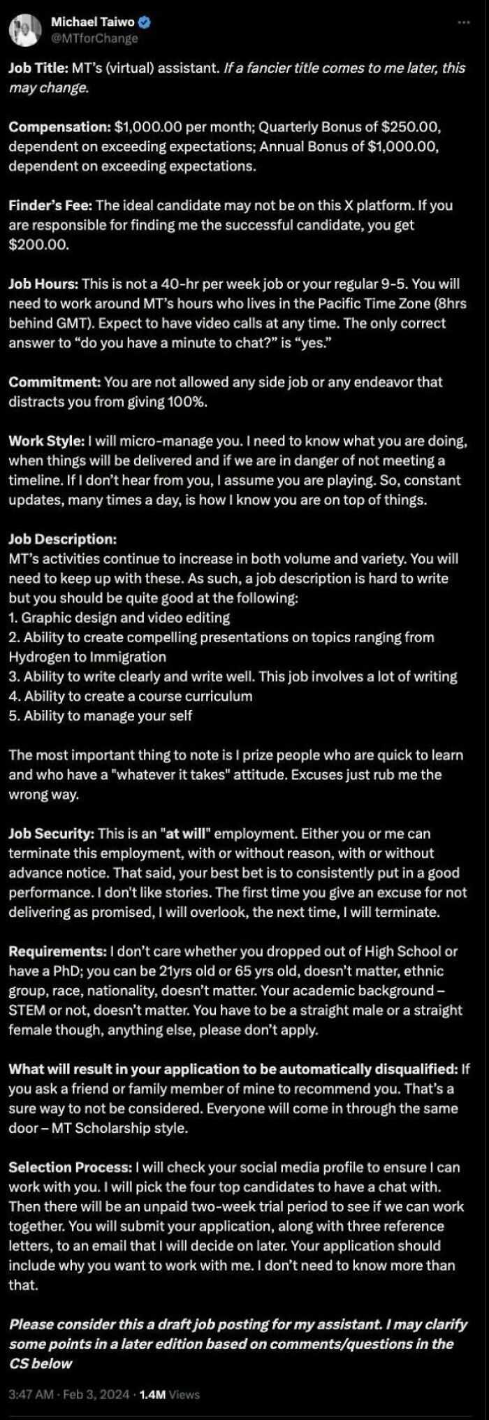 One Of The Most Insane Job Postings I’ve Ever Read