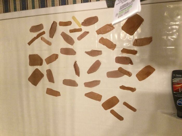 When I Have To Take Off My Bandages, Instead Of Throwing Them Away, I Stick Them On My Shower Wall